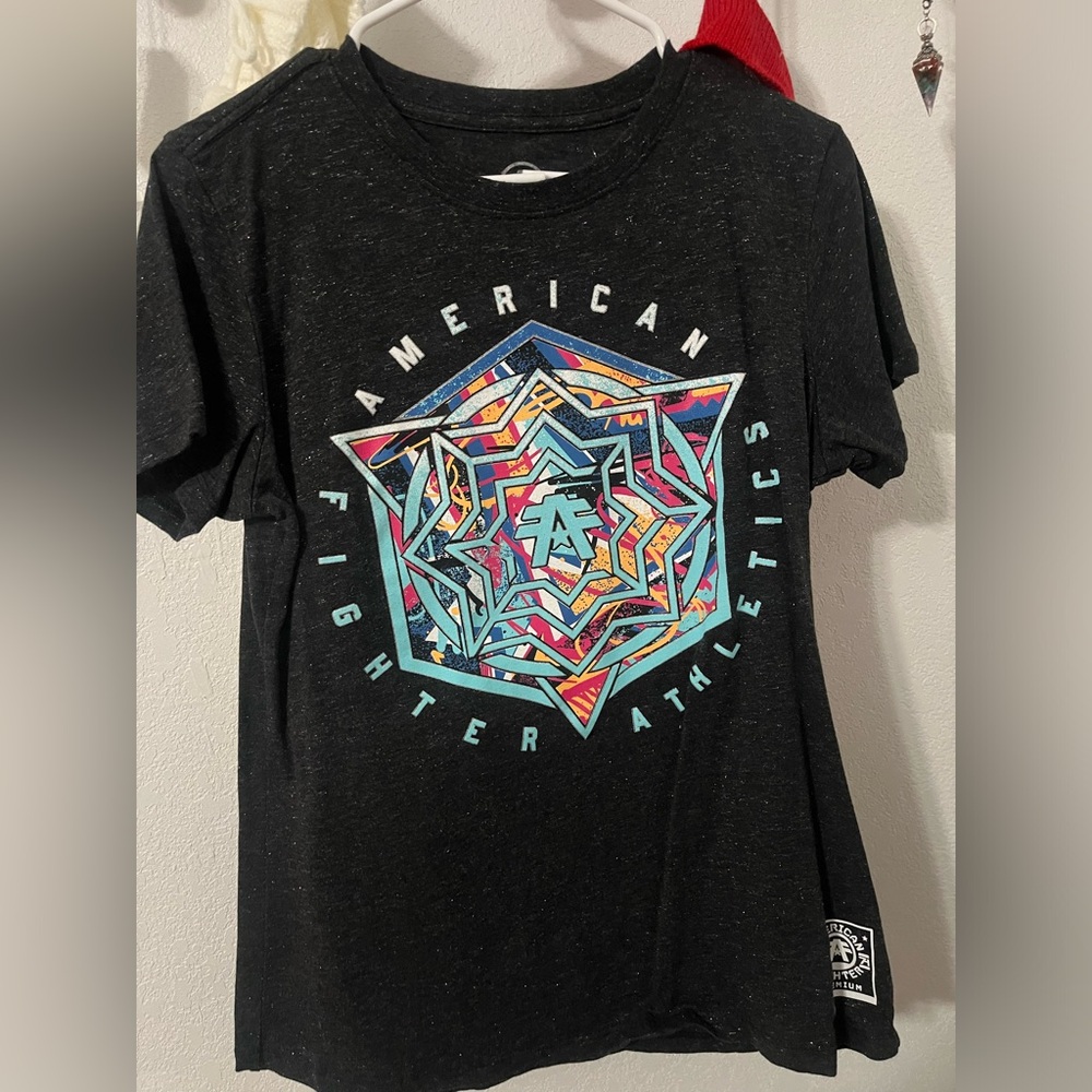 Black American fighter athletics T-shirt size medium